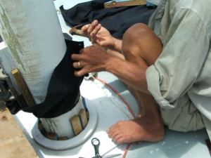 Sewing a mast boot